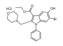 ethyl 6-bromo-5-hydroxy-2-(morpholin-4-ium-4-ylmethyl)-1-phenylindole-3-carboxylate,chloride Structure