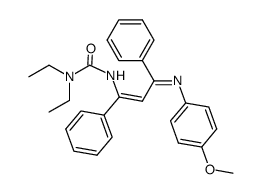 1-(N',N'-diethylureido)-1,3-diphenyl-3-(p-methoxyphenylimino)prop-1-ene结构式