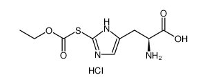 Carbonic acid, thiol-, O-ethyl ester, ester with 2-mercaptohistidine, dihydrochloride Structure