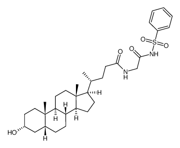 (R)-4-((3R,5R,8R,9S,10S,13R,14S,17R)-3-hydroxy-10,13-dimethyl-hexadecahydro-cyclopenta[a]phenanthren-17-yl)-pentanoic acid [2-(benzenesulfonylamino)-2-oxo-ethyl]-amide结构式