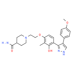 1-(2-{3-hydroxy-4-[4-(4-methoxyphenyl)-1H-pyrazol-5-yl]-2-methylphenoxy}ethyl)piperidine-4-carboxamide结构式