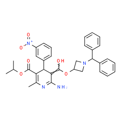 2-Amino-6-methyl-4-(3-nitrophenyl)-1,4-dihydro-3,5-pyridinedicarboxylic acid 3-[1-(diphenylmethyl)azetidin-3-yl]5-isopropyl ester Structure