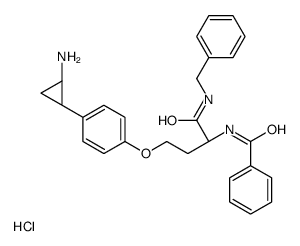 N-[4-[4-[(1S)-2-aminocyclopropyl]phenoxy]-1-(benzylamino)-1-oxobutan-2-yl]benzamide,hydrochloride Structure