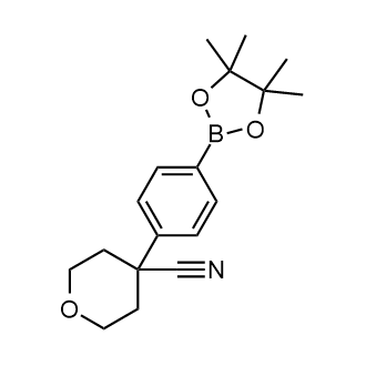 4-(4-(4,4,5,5-Tetramethyl-1,3,2-dioxaborolan-2-yl)phenyl)tetrahydro-2H-pyran-4-carbonitrile structure