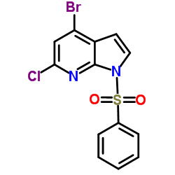 4-Bromo-6-chloro-1-(phenylsulfonyl)-1H-pyrrolo[2,3-b]pyridine结构式
