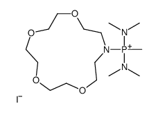 bis(dimethylamino)-methyl-(1,4,7,10-tetraoxa-13-azacyclopentadec-13-yl )phosphanium iodide Structure