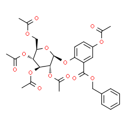 2-(2-O,3-O,4-O,6-O-Tetraacetyl-β-D-glucopyranosyloxy)-5-acetyloxybenzoic acid benzyl ester structure