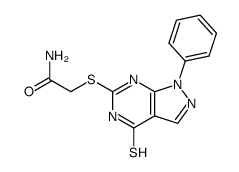 2'-(4-mercapto-1-phenylpyrazolo[3,4-d]pyrimidin-6-ylthio)ethanamide Structure