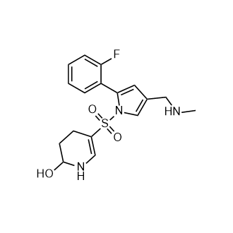 5-((2-(2-fluorophenyl)-4-((methylamino)methyl)-1H-pyrrol-1-yl)sulfonyl)-1,2,3,4-tetrahydropyridin-2-ol  (Vonoprazan Impurity) structure