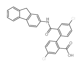 [1,1'-Biphenyl]-2-carboxylicacid, 4,4'-dichloro-2'-[(9H-fluoren-2-ylamino)carbonyl]- structure