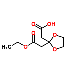 [2-(2-Ethoxy-2-oxoethyl)-1,3-dioxolan-2-yl]acetic acid结构式