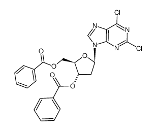 9-(3,5-di-O-benzoyl-2-deoxy-β-D-erythro-pentofuranosyl)-2,6-dichloropurine结构式