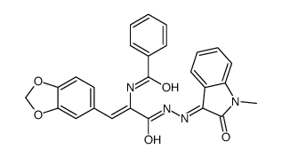 N-[1-(1,3-benzodioxol-5-yl)-3-[2-(1-methyl-2-oxoindol-3-ylidene)hydrazinyl]-3-oxoprop-1-en-2-yl]benzamide结构式