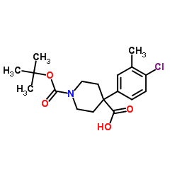 4-(4-Chloro-3-methylphenyl)-1-{[(2-methyl-2-propanyl)oxy]carbonyl}-4-piperidinecarboxylic acid Structure