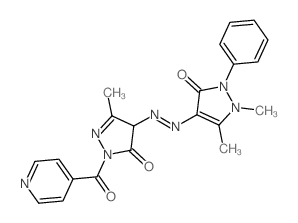 1,5-dimethyl-4-[[3-methyl-5-oxo-1-(pyridine-4-carbonyl)-4H-pyrazol-4-yl]diazenyl]-2-phenyl-pyrazol-3-one结构式