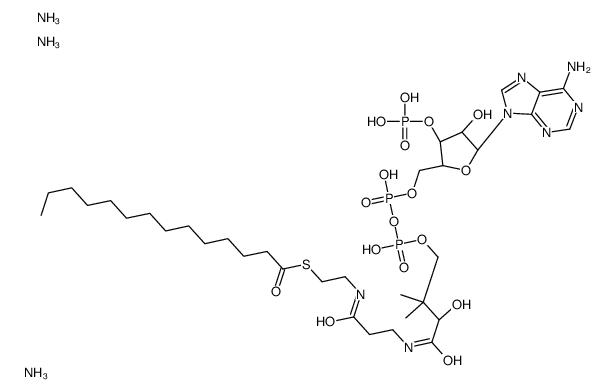 triazanium,[(2R,3R,5R)-5-(6-aminopurin-9-yl)-4-hydroxy-2-[[[[(3R)-3-hydroxy-2,2-dimethyl-4-oxo-4-[[3-oxo-3-(2-tetradecanoylsulfanylethylamino)propyl]amino]butoxy]-oxidophosphoryl]oxy-oxidophosphoryl]oxymethyl]oxolan-3-yl] hydrogen phosphate Structure