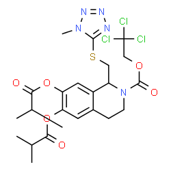 2(1H)-Isoquinolinecarboxylic acid,3,4-dihydro-6,7-bis(2-methyl-1-oxopropoxy)-1-[[(1-methyl-1H-tetrazol-5-yl)thio]methyl]-,2,2,2-trichloroethyl ester Structure