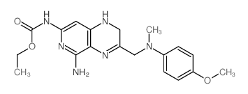 Carbamic acid,[5-amino-1,2-dihydro-3-[[(4-methoxyphenyl)methylamino]methyl]pyrido[3,4-b]pyrazin-7-yl]-,ethyl ester (9CI)结构式