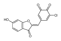 3-chloro-5-((6-hydroxy-3-oxobenzofuran-2(3H)-ylidene)methyl)cyclohexa-3,5-diene-1,2-dione结构式
