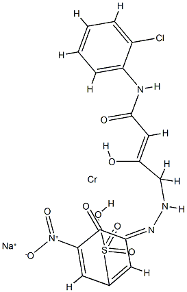 sodium [3-[[1-[(2-chloroanilino)carbonyl]-2-oxopropyl]azo]-4-hydroxy-5-nitrobenzene-1-sulphonato(3-)]chromate(1-) Structure