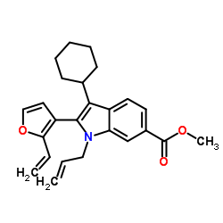 Methyl 1-allyl-3-cyclohexyl-2-(2-vinyl-3-furyl)-1H-indole-6-carboxylate结构式