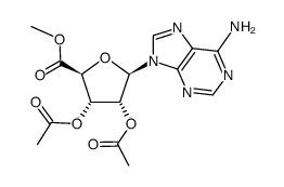 methyl 1-[adenin-9-yl]-2,3-di-O-acetyl-β-D-ribofuronate结构式