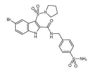 N-[4-(aminosulfonyl)benzyl]-5-bromo-3-(pyrrolidin-1-ylsulfonyl)-1H-indole-2-carboxamide Structure