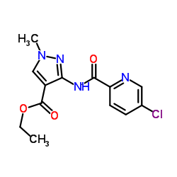 Ethyl 3-{[(5-chloro-2-pyridinyl)carbonyl]amino}-1-methyl-1H-pyrazole-4-carboxylate结构式