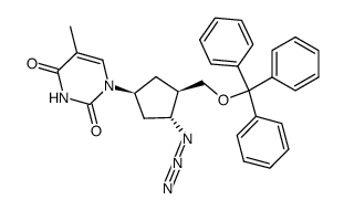 (+/-)-1-<(1α,3β,4α)-3-azido-4-<(triphenylmethoxy)methyl>cyclopentyl>-5-methyl-2,4(1H,3H)-pyrimidinedione Structure