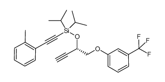 diisopropyl(2-o-tolylethynyl)(1-(3-(trifluoromethyl)phenoxy)but-3-yn-2-yloxy)silane结构式