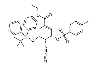 ethyl (3S,4R,5R)-4-azido-5-(tert-butyldiphenyl)silyloxy-3-tosyloxycyclohex-1-ene-carboxylate结构式