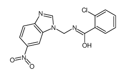 2-chloro-N-[(6-nitrobenzimidazol-1-yl)methyl]benzamide结构式