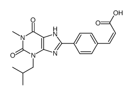 (E)-3-[4-[1-methyl-3-(2-methylpropyl)-2,6-dioxo-7H-purin-8-yl]phenyl]prop-2-enoic acid Structure