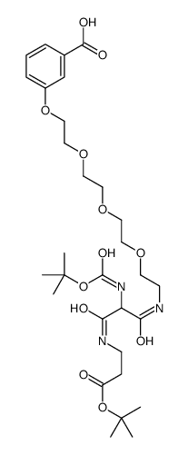 3-[14-(N-Boc-amino)-21,21-dimethyl-13,15,19-trioxo-3,6,9,20-tetraoxa-12,16-diazadocosyloxy]benzoic Acid结构式