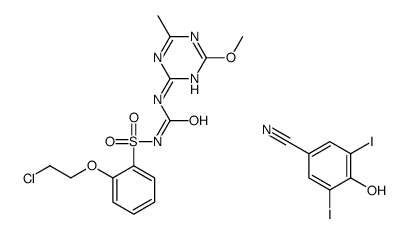 1-[2-(2-chloroethoxy)phenyl]sulfonyl-3-(4-methoxy-6-methyl-1,3,5-triazin-2-yl)urea,4-hydroxy-3,5-diiodobenzonitrile结构式