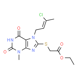 ethyl {[7-(3-chloro-2-butenyl)-3-methyl-2,6-dioxo-2,3,6,7-tetrahydro-1H-purin-8-yl]sulfanyl}acetate Structure