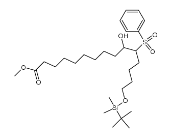 methyl 15-((tert-butyldimethylsilyl)oxy)-10-hydroxy-11-(phenylsulfonyl)pentadecanoate结构式