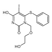1-(2-hydroxyethoxymethyl)-5-iodo-6-phenylsulfanylpyrimidine-2,4-dione结构式