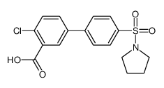 2-chloro-5-(4-pyrrolidin-1-ylsulfonylphenyl)benzoic acid结构式