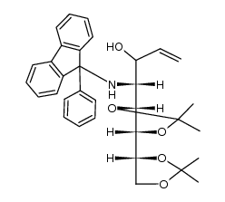 2-[(9-phenylfluoren-9-yl)amino]-2-deoxy-3,4:5,6-di-O-isopropylidene-1-vinyl-D-mannitol结构式