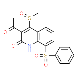 2(1H)-Quinolinone,3-acetyl-4-(methylsulfinyl)-8-(phenylsulfonyl)- structure
