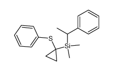dimethyl(1-phenylethyl)(1-(phenylthio)cyclopropyl)silane结构式