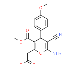 Methyl 6-amino-5-cyano-2-(2-methoxy-2-oxoethyl)-4-(4-methoxyphenyl)-4H-pyran-3-carboxylate结构式