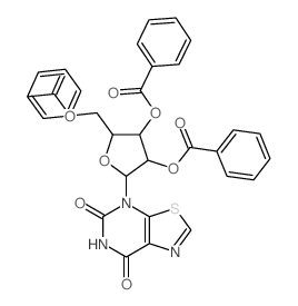 [3,4-dibenzoyloxy-5-(3,5-dioxo-9-thia-2,4,7-triazabicyclo[4.3.0]nona-7,10-dien-2-yl)oxolan-2-yl]methyl benzoate structure