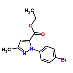 Ethyl 1-(4-bromophenyl)-3-methyl-1H-pyrazole-5-carboxylate结构式