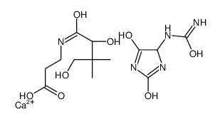 calcium,3-[[(2R)-2,4-dihydroxy-3,3-dimethylbutanoyl]amino]propanoic acid,(2,5-dioxoimidazolidin-4-yl)urea结构式