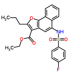 ethyl 5-(4-fluorophenylsulfonamido)-2-propylnaphtho[1,2-b]furan-3-carboxylate结构式