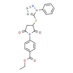 ethyl 4-{2,5-dioxo-3-[(1-phenyl-1H-tetrazol-5-yl)sulfanyl]pyrrolidin-1-yl}benzoate structure