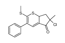 6-chloro-3-phenyl-6-methyl-2-methylsulfanyl-7,7a-dihydro-6H-cyclopenta[b]thiopyran-5-one结构式