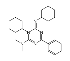 cyclohexyl-(1-cyclohexyl-6-dimethylamino-4-phenyl-1H-[1,3,5]triazin-2-ylidene)-amine Structure